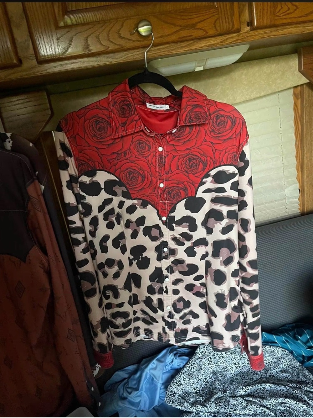 Red & Cream Floral Western Shirt